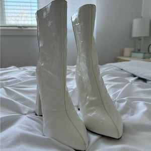 FASHION NOVA White croc booties